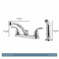 In Stock Hardwarestore Delivery Delton 2-Handle Standard Kitchen Faucet With Side Sprayer In Polished Chrome -Bath and Faucet shop 64b99018ce5bfdfab896c35012ec8751 1800x1800