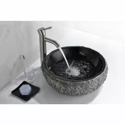 ANZZI Dragons Ash Vessel Sink In Mandy Black -Bath and Faucet shop 6530f757d3dac44a1533647a055554cc eda5e7c8 bae0 453d 9ad4 736506dfa9a5 1800x1800