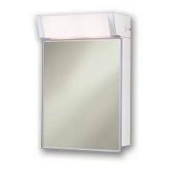 Jensen With Lights Cabinet 16-in X 24-in Rectangle Surface Mirrored Medicine Cabinet With Outlet And Lights