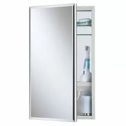 Jensen Meridian 15-in X 25-in Rectangle Surface/Recessed Mirrored Medicine Cabinet With Outlet
