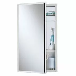 Jensen Meridian 15-in X 35-in Rectangle Surface/Recessed Mirrored Medicine Cabinet With Outlet