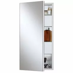 Jensen Meridian 15-in X 35-in Rectangle Surface/Recessed Mirrored Medicine Cabinet With Outlet