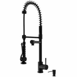 In Stock Hardwarestore Delivery Zurich Single-Handle Pull-Down Sprayer Kitchen Faucet With Soap Dispenser In Matte Black -Bath and Faucet shop 65e071e38e28b37c69d3a58556121823 1800x1800