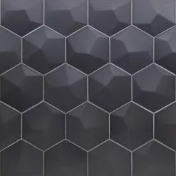 Bond Tile Magen 3D-Hex Dark Gray Matte Ceramic Hexagon Tile