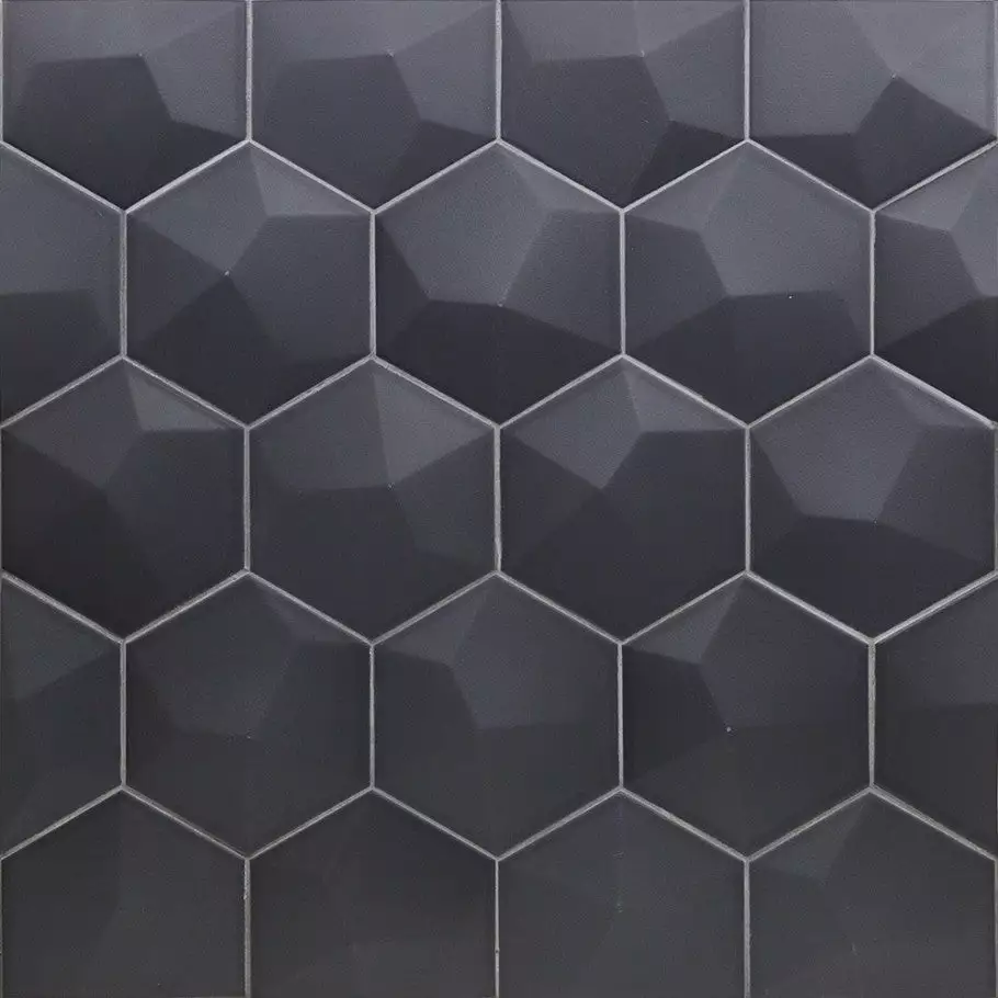Bond Tile Magen 3D-Hex Dark Gray Matte Ceramic Hexagon Tile 3 Bond Tile Magen 3D-Hex Dark Gray Matte Ceramic Hexagon Tile
