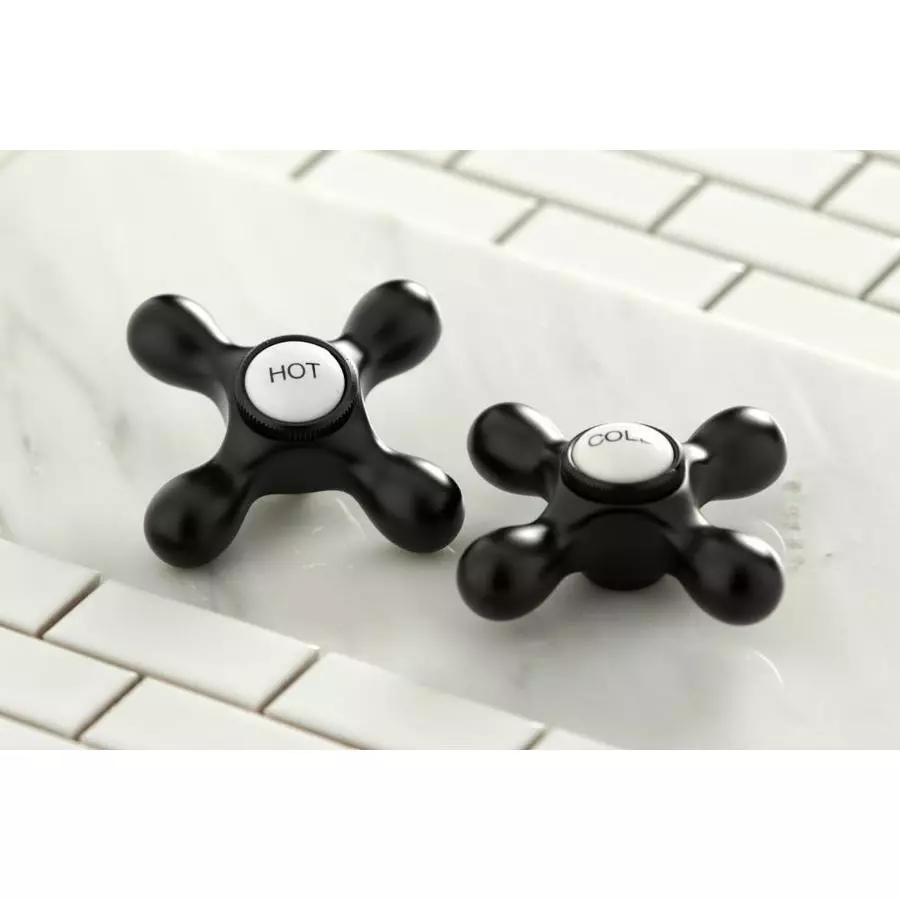 Kingston Brass Georgian Matte Black 2-handle Widespread Bathroom Sink Faucet With Drain 3 Kingston Brass Georgian Matte Black 2-handle Widespread Bathroom Sink Faucet With Drain