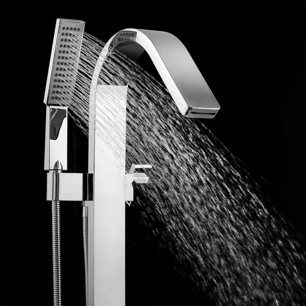 In Stock Hardwarestore Delivery 1-Handle Freestanding Floor Mount Roman Tub Faucet Bathtub Filler With Hand Shower In Chrome 5 In Stock Hardwarestore Delivery 1-Handle Freestanding Floor Mount Roman Tub Faucet Bathtub Filler With Hand Shower In Chrome - Image 3