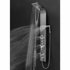 In Stock Hardwarestore Delivery 65 In. 8-Jet Shower Panel System In Space Gray Brushed Stainless Steel With Rainfall Waterfall Shower Head And Wand -Bath and Faucet shop 66fd3773bdf2fcaed24cca57aa16062a 1800x1800