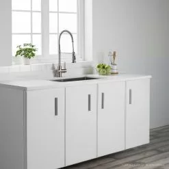 In Stock Hardwarestore Delivery Britt Single Handle Commercial Kitchen Faucet With Dual Function Sprayhead In All-Brite Spot Free Stainless Steel Finish -Bath and Faucet shop 671eefdf052842f4e5059b84d06a525c 1800x1800