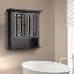 Elegant Home Fashions Windsor 22-in W X 24-in H X 7-in D Dark Espresso Bathroom Wall Cabinet -Bath and Faucet shop 674278005328 15137359 1800x1800