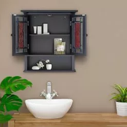 Elegant Home Fashions Windsor 22-in W X 24-in H X 7-in D Dark Espresso Bathroom Wall Cabinet -Bath and Faucet shop 674278005328 15137360 1800x1800