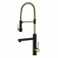 In Stock Hardwarestore Delivery Single-Handle Kitchen Faucet With Pre-Rinse Sprayer And Pot Filler In Spot Free Antique Champagne Bronze/Matte Black -Bath and Faucet shop 68ae38827efdcbb499742816a80e7b82 1800x1800