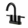 New Lower Price; Jacuzzi Duncan Matte Black 2-Handle 4-in Centerset WaterSense Bathroom Sink Faucet With Drain