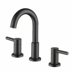 Jacuzzi Duncan Matte Black 2-Handle Widespread WaterSense Bathroom Sink Faucet With Drain
