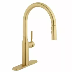 In Stock Hardwarestore Delivery Upson Single-Handle Pull-Down Sprayer Kitchen Faucet In Matte Gold