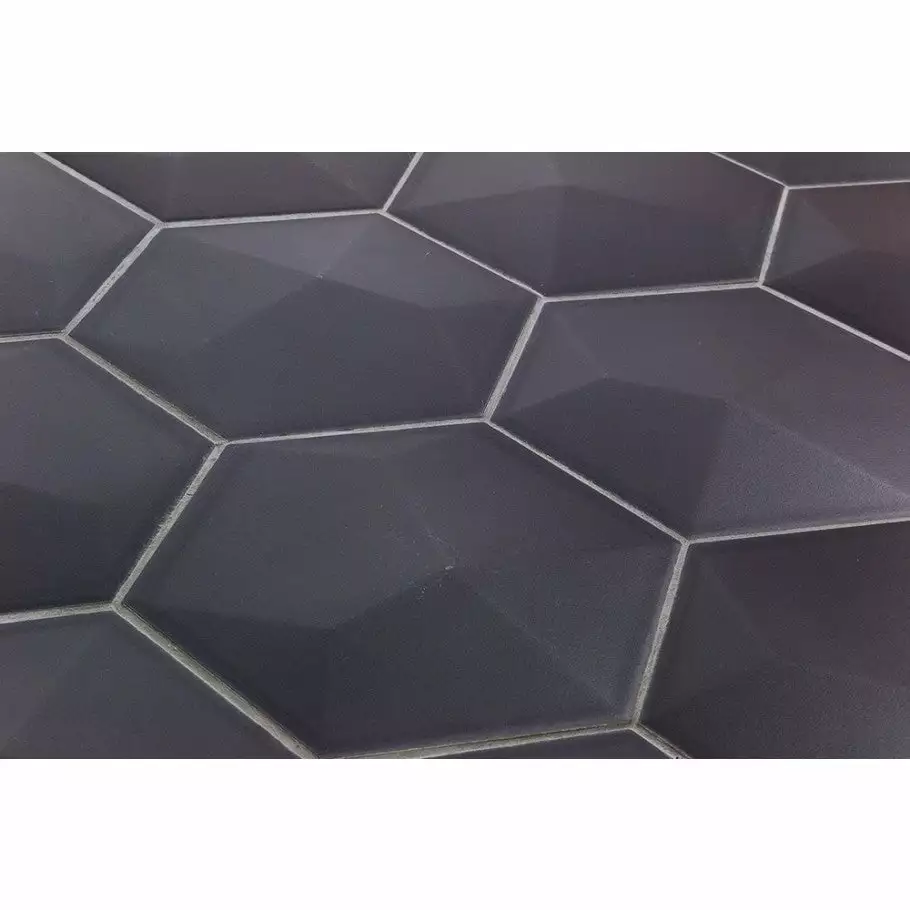 Bond Tile Magen 3D-Hex Dark Gray Matte Ceramic Hexagon Tile 5 Bond Tile Magen 3D-Hex Dark Gray Matte Ceramic Hexagon Tile - Image 3