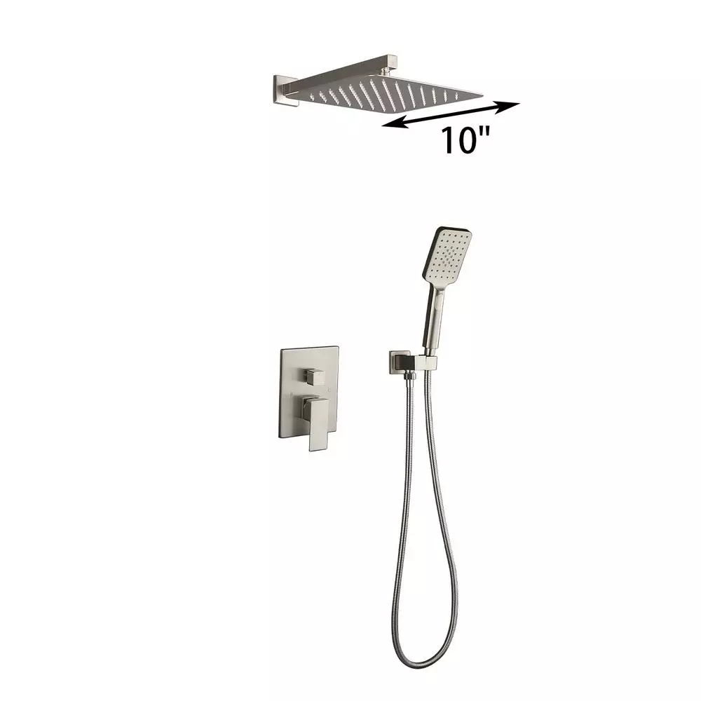 In Stock Hardwarestore Delivery 3-Spray With 2.5 GPM 10 In. 2 Functions Tub Wall Mount Dual Shower Heads In Spot In Brushed Nickle (Valve Included) 7 In Stock Hardwarestore Delivery 3-Spray With 2.5 GPM 10 In. 2 Functions Tub Wall Mount Dual Shower Heads In Spot In Brushed Nickle (Valve Included) - Image 5