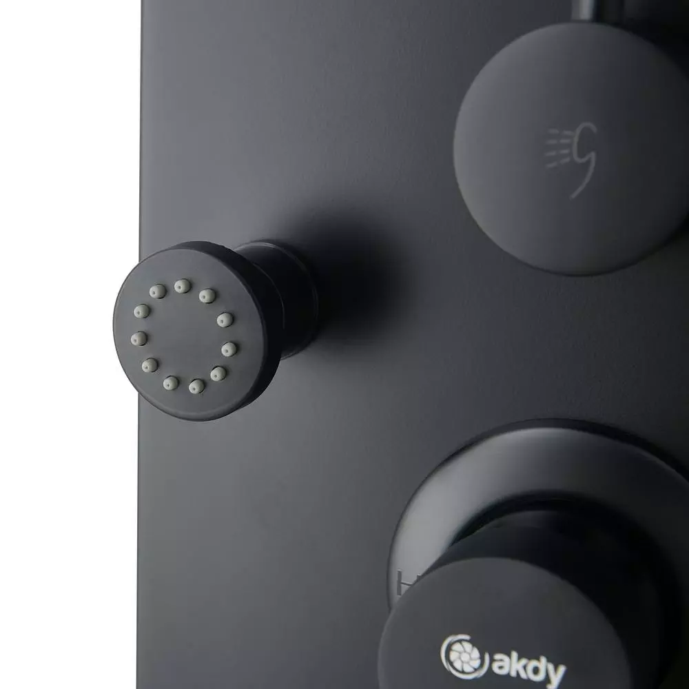 In Stock Hardwarestore Delivery 65 In. 8-Jet Rainfall Shower System With Waterfall Shower Head And Shower Wand In Black Painted Stainless Steel 5 In Stock Hardwarestore Delivery 65 In. 8-Jet Rainfall Shower System With Waterfall Shower Head And Shower Wand In Black Painted Stainless Steel - Image 3