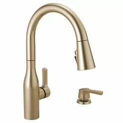 In Stock Hardwarestore Delivery Marca Single-Handle Pull-Down Sprayer Kitchen Faucet With ShieldSpray Technology In Champagne Bronze 26 In Stock Hardwarestore Delivery Marca Single-Handle Pull-Down Sprayer Kitchen Faucet With ShieldSpray Technology In Champagne Bronze -Bath and Faucet shop 6ee594ef3e8d888c8820002e2e4468c2 1800x1800