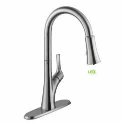 In Stock Hardwarestore Delivery Single-Handle Pull-Down Sprayer Kitchen Faucet With LED Light In Stainless Steel 12 In Stock Hardwarestore Delivery Single-Handle Pull-Down Sprayer Kitchen Faucet With LED Light In Stainless Steel -Bath and Faucet shop 70ea0f18380ef41ff4e9fc7172d1cd54 1800x1800