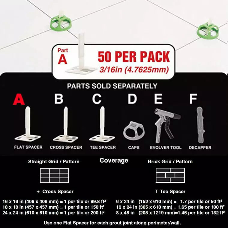 Miracle Sealants LEV3/16FS Levolution Tile Spacer And Level System Flat Style Part A 3/16" 50 Units 5 Miracle Sealants LEV3/16FS Levolution Tile Spacer And Level System Flat Style Part A 3/16" 50 Units - Image 3