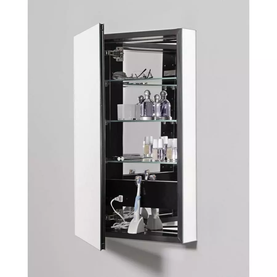 Robern PL Series 23.25-in X 39.38-in Rectangle Surface Mirrored Medicine Cabinet With Outlet 3 Robern PL Series 23.25-in X 39.38-in Rectangle Surface Mirrored Medicine Cabinet With Outlet
