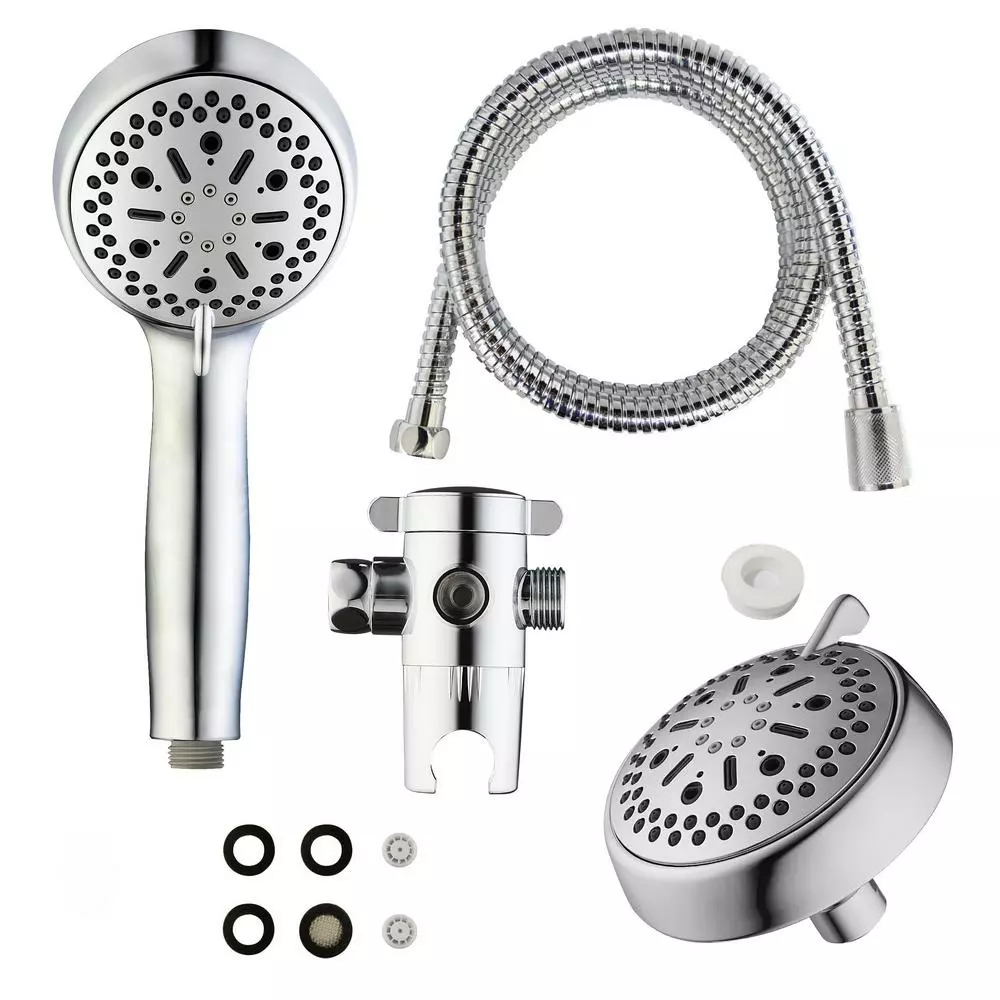 In Stock Hardwarestore Delivery 64-spray 6 In. High PressureDual Shower Head And Handheld Shower Head In Polished Chrome 7 In Stock Hardwarestore Delivery 64-spray 6 In. High PressureDual Shower Head And Handheld Shower Head In Polished Chrome - Image 5