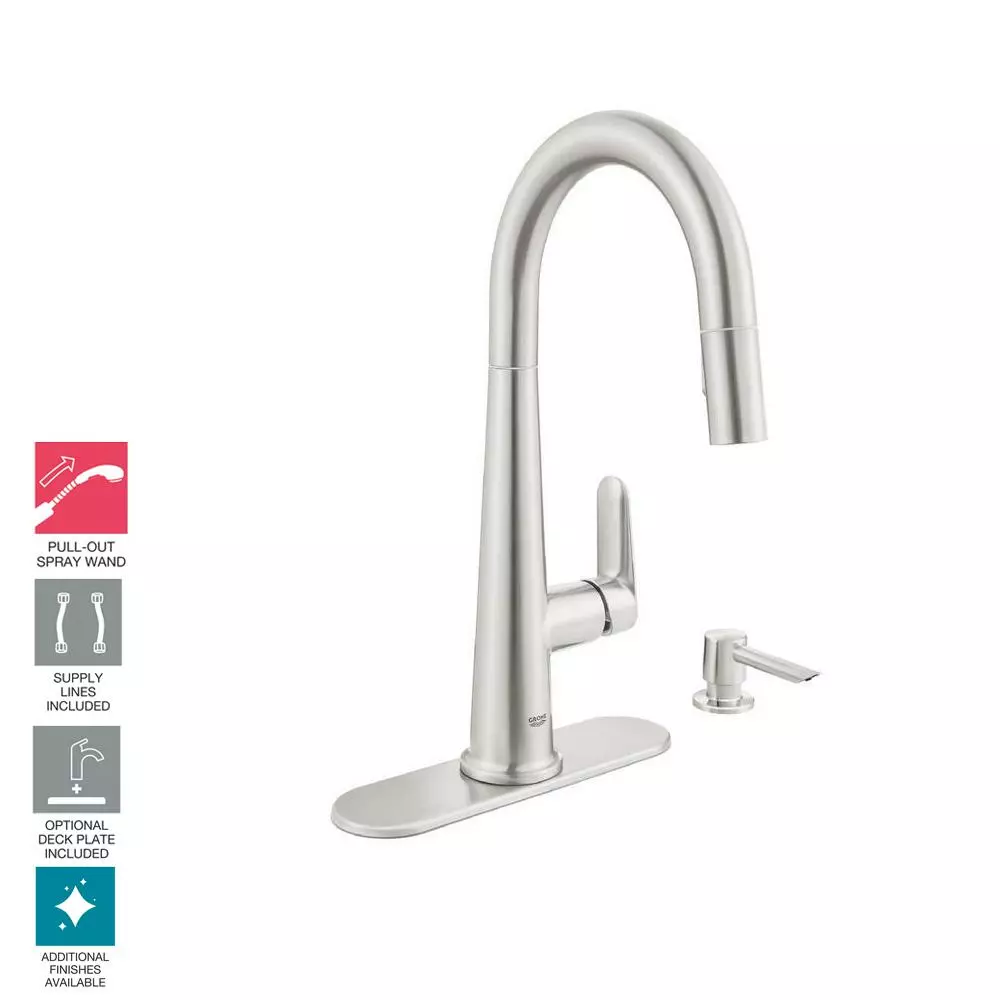 In Stock Hardwarestore Delivery Veletto Single-Handle Pull-Down Dual Sprayer Kitchen Faucet With Soap Dispenser In SuperSteel InfinityFinish 5 In Stock Hardwarestore Delivery Veletto Single-Handle Pull-Down Dual Sprayer Kitchen Faucet With Soap Dispenser In SuperSteel InfinityFinish - Image 3