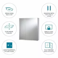 Jacuzzi 24-in X 26-in Rectangle Surface/Recessed Mirrored Medicine Cabinet -Bath and Faucet shop 731352724947 11589371 1800x1800