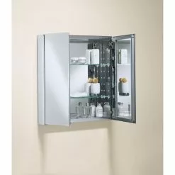 In Stock Hardwarestore Delivery Double Door 25 In. W X 26 In. H X 5 In. D Aluminum Cabinet With Square Mirrored Door In Silver -Bath and Faucet shop 742f8160c3f873fe98101d3666f6ae79 1800x1800