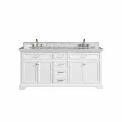 In Stock Hardwarestore Delivery Windlowe 61 In. W X 22 In. D X 35 In. H Bath Vanity In White With Carrera Marble Vanity Top In White With White Sink -Bath and Faucet shop 759d23db35e789a53af0bb4026d4b01b 1800x1800
