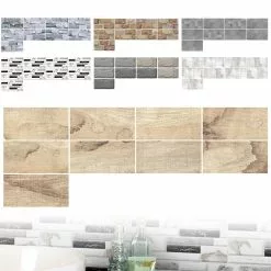 CUH 9pcs 3D Self Adhesive Kitchen Wall Tiles Bathroom Mosaic Tile Sticker 20*10cm
