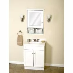 In Stock Hardwarestore Delivery 21 In. X 29 In. Wood Surface Mount Medicine Cabinet With Baskets In White With Beveled Mirror -Bath and Faucet shop 7659ad57f8222fe2ed612feadb8d2ab9 6bc1e99c 779c 465e 9daf e44443df3134 1800x1800