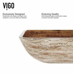VIGO Amber Sunset Handmade Countertop Glass Rectangle Vessel Bathroom Sink In Light Wood -Bath and Faucet shop 7659c3fc4744546fd6229cdb82b9c63d 1800x1800
