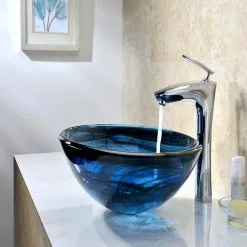 ANZZI Soave Series Deco-Glass Vessel Sink In Sapphire Wisp -Bath and Faucet shop 78ef6e35c5fe08cf105e36a20726818c 1800x1800