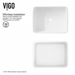 VIGO Jasmine Handmade Matte Stone Rectangle Vessel Bathroom Sink In Matte White -Bath and Faucet shop 79d63dc40a43391179dc8d61520299e7 1800x1800