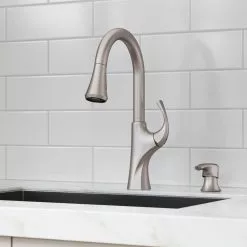 In Stock Hardwarestore Delivery Miri Single-Handle Pull-Down Sprayer Kitchen Faucet With Soap Dispenser In Spot Defense Stainless Steel 25 In Stock Hardwarestore Delivery Miri Single-Handle Pull-Down Sprayer Kitchen Faucet With Soap Dispenser In Spot Defense Stainless Steel -Bath and Faucet shop 7b9675c64d607a378c37e4433c4d79b6 1800x1800