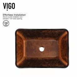 VIGO Russet Handmade Countertop Glass Rectangular Vessel Bathroom Sink In Red And Brown Fusion -Bath and Faucet shop 7ecc178be43f26998b9bec2606b046ef 1800x1800