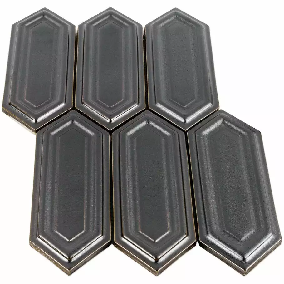Bond Tile Divine Gunmetal Hexagon 9.5 In. X 15.5 In. Glazed Ceramic Mosaic Tile (1.02 Sq. Ft. / Sheet) 7 Bond Tile Divine Gunmetal Hexagon 9.5 In. X 15.5 In. Glazed Ceramic Mosaic Tile (1.02 Sq. Ft. / Sheet) - Image 5