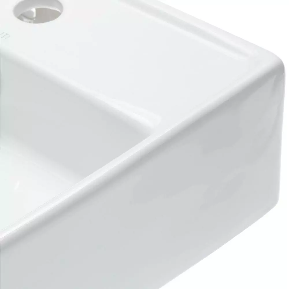 Elanti Wall-Mounted Square Bathroom Sink In White 7 Elanti Wall-Mounted Square Bathroom Sink In White - Image 5