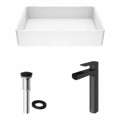 VIGO Magnolia White Matte Stone Vessel Bathroom Sink Set With Amada Faucet In Matte Black 19 VIGO Magnolia White Matte Stone Vessel Bathroom Sink Set With Amada Faucet In Matte Black -Bath and Faucet shop 80417a043b950205d9ed0a1707ed40fb 1800x1800