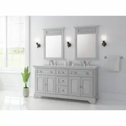 In Stock Hardwarestore Delivery Sadie 67 In. W X 21.5 In. D Vanity In Dove Grey With Marble Vanity Top In Natural White With White Sinks -Bath and Faucet shop 80584f6a7c42c4ed41a90b8d9fa9fc60 1800x1800