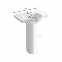 KOHLER Veer 24 In. Vitreous China Pedestal Combo Bathroom Sink In White With Overflow Drain -Bath and Faucet shop 80c7232ef27e38e2a596da73e05adf89 1800x1800