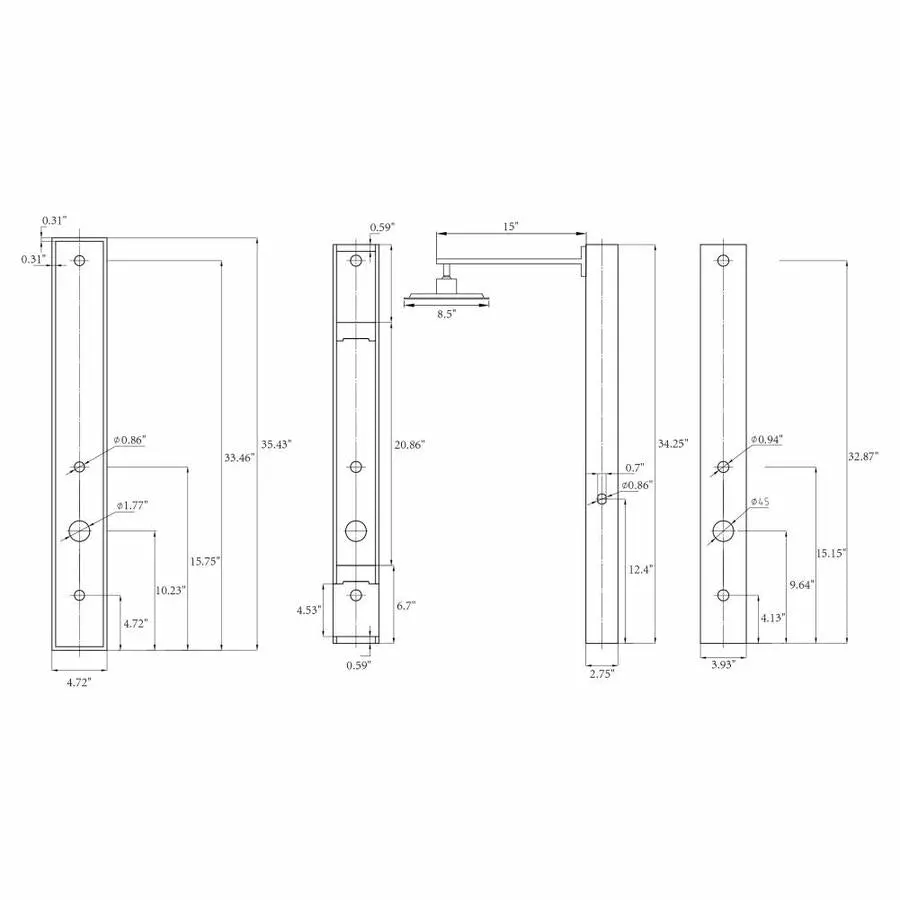 AKDY 35-in Black 2-Spray Shower Panel System 13 AKDY 35-in Black 2-Spray Shower Panel System - Image 11
