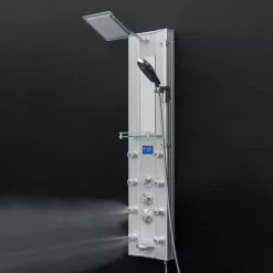 AKDY 51-in Aluminum 8-Spray Shower Panel System (Valve Included) 17 AKDY 51-in Aluminum 8-Spray Shower Panel System (Valve Included) -Bath and Faucet shop 810764026020 10485840 1800x1800