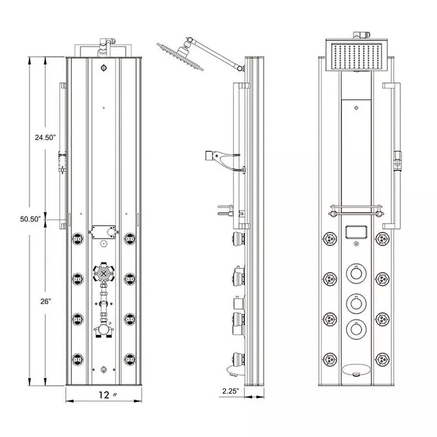 AKDY 51-in Aluminum 8-Spray Shower Panel System (Valve Included) 13 AKDY 51-in Aluminum 8-Spray Shower Panel System (Valve Included) - Image 11
