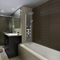 AKDY 52-in Mirror Tempered Glass 8-Spray Shower Panel System (Valve Included)