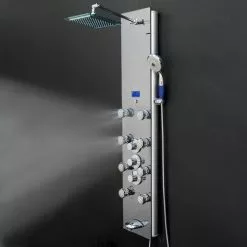 AKDY 52-in Mirror Tempered Glass 8-Spray Shower Panel System (Valve Included) -Bath and Faucet shop 810764028628 10507052 1800x1800