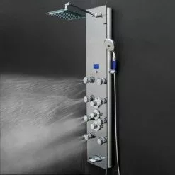 AKDY 52-in Mirror Tempered Glass 8-Spray Shower Panel System (Valve Included) -Bath and Faucet shop 810764028628xl 1800x1800