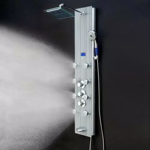 AKDY 52-in Grey Stripe Pattern Tempered Glass 8-Spray Shower Panel System (Valve Included) 12 AKDY 52-in Grey Stripe Pattern Tempered Glass 8-Spray Shower Panel System (Valve Included) - Image 10